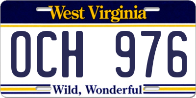 WV license plate OCH976