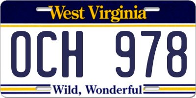 WV license plate OCH978