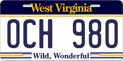 WV license plate OCH980