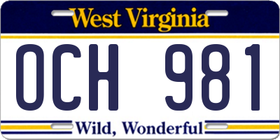 WV license plate OCH981