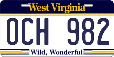 WV license plate OCH982