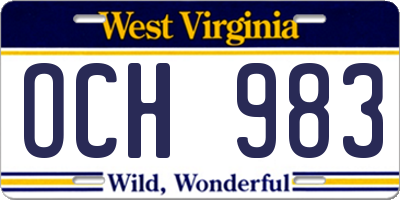 WV license plate OCH983