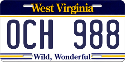WV license plate OCH988