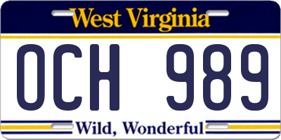 WV license plate OCH989