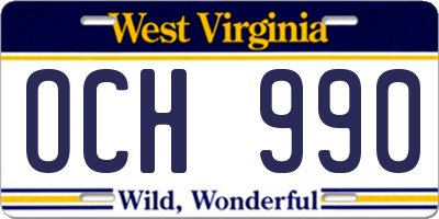WV license plate OCH990