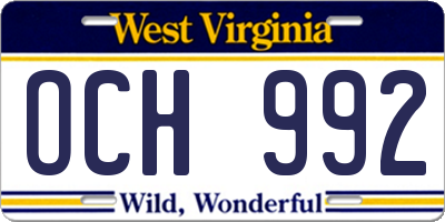 WV license plate OCH992