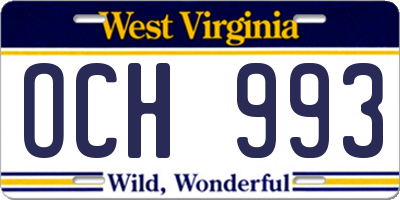 WV license plate OCH993