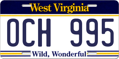 WV license plate OCH995
