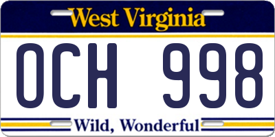 WV license plate OCH998