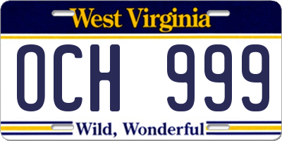 WV license plate OCH999