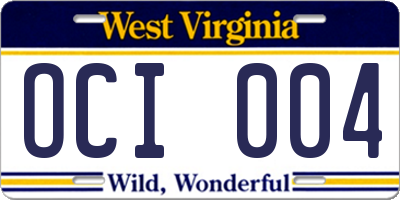 WV license plate OCI004