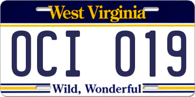 WV license plate OCI019