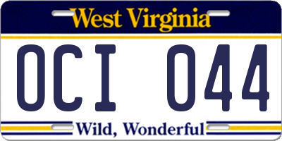 WV license plate OCI044