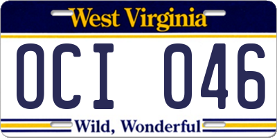 WV license plate OCI046