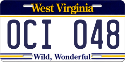 WV license plate OCI048
