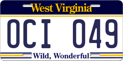WV license plate OCI049