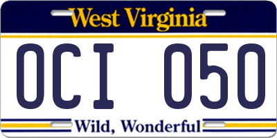 WV license plate OCI050