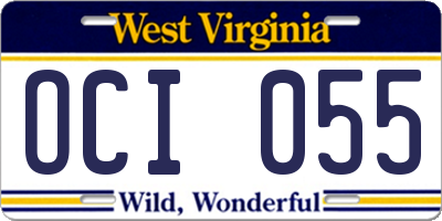 WV license plate OCI055