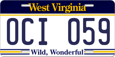 WV license plate OCI059