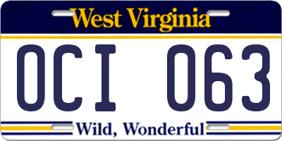 WV license plate OCI063