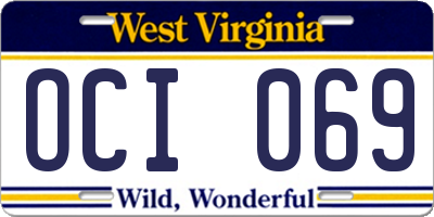 WV license plate OCI069