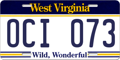 WV license plate OCI073