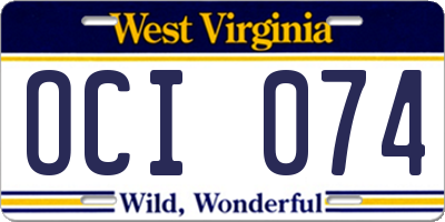 WV license plate OCI074