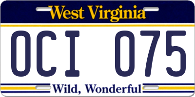 WV license plate OCI075