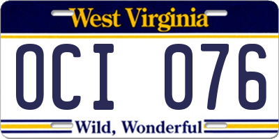 WV license plate OCI076