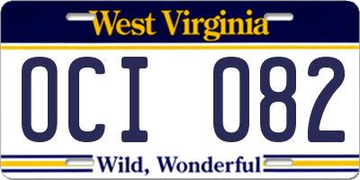 WV license plate OCI082