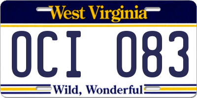 WV license plate OCI083