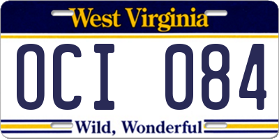 WV license plate OCI084