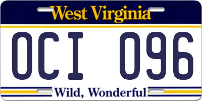 WV license plate OCI096