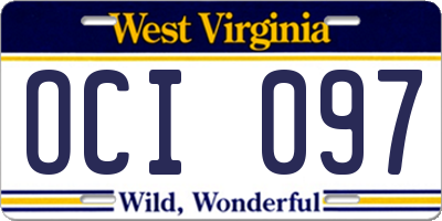 WV license plate OCI097