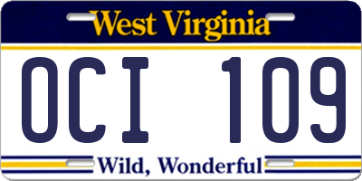 WV license plate OCI109