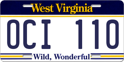 WV license plate OCI110