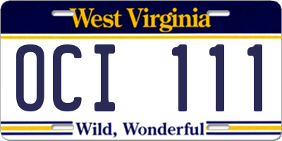 WV license plate OCI111
