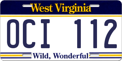 WV license plate OCI112