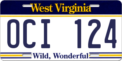 WV license plate OCI124
