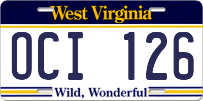 WV license plate OCI126