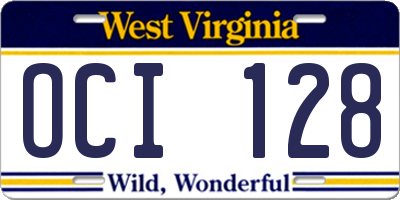 WV license plate OCI128