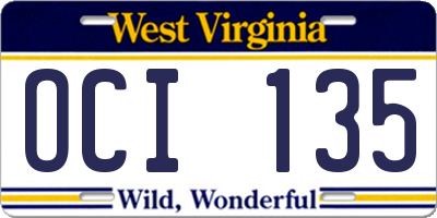WV license plate OCI135
