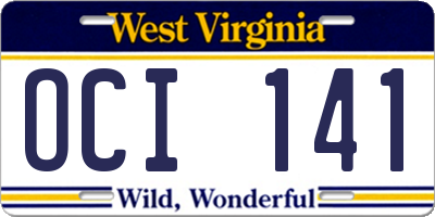 WV license plate OCI141