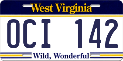 WV license plate OCI142