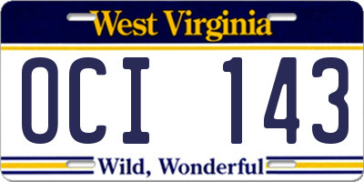WV license plate OCI143