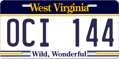 WV license plate OCI144