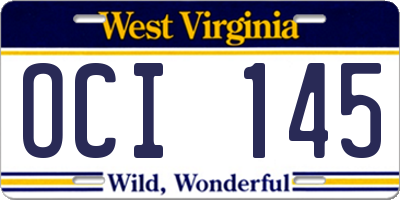 WV license plate OCI145