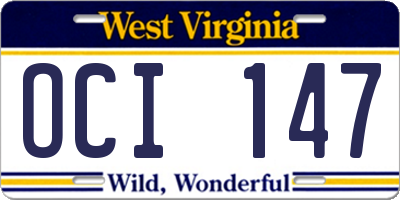 WV license plate OCI147