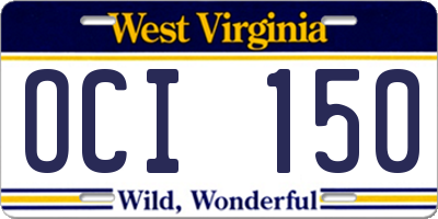 WV license plate OCI150