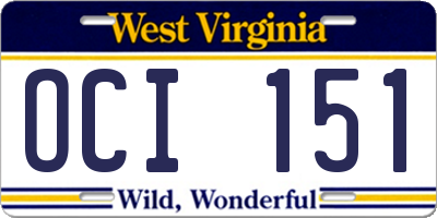 WV license plate OCI151